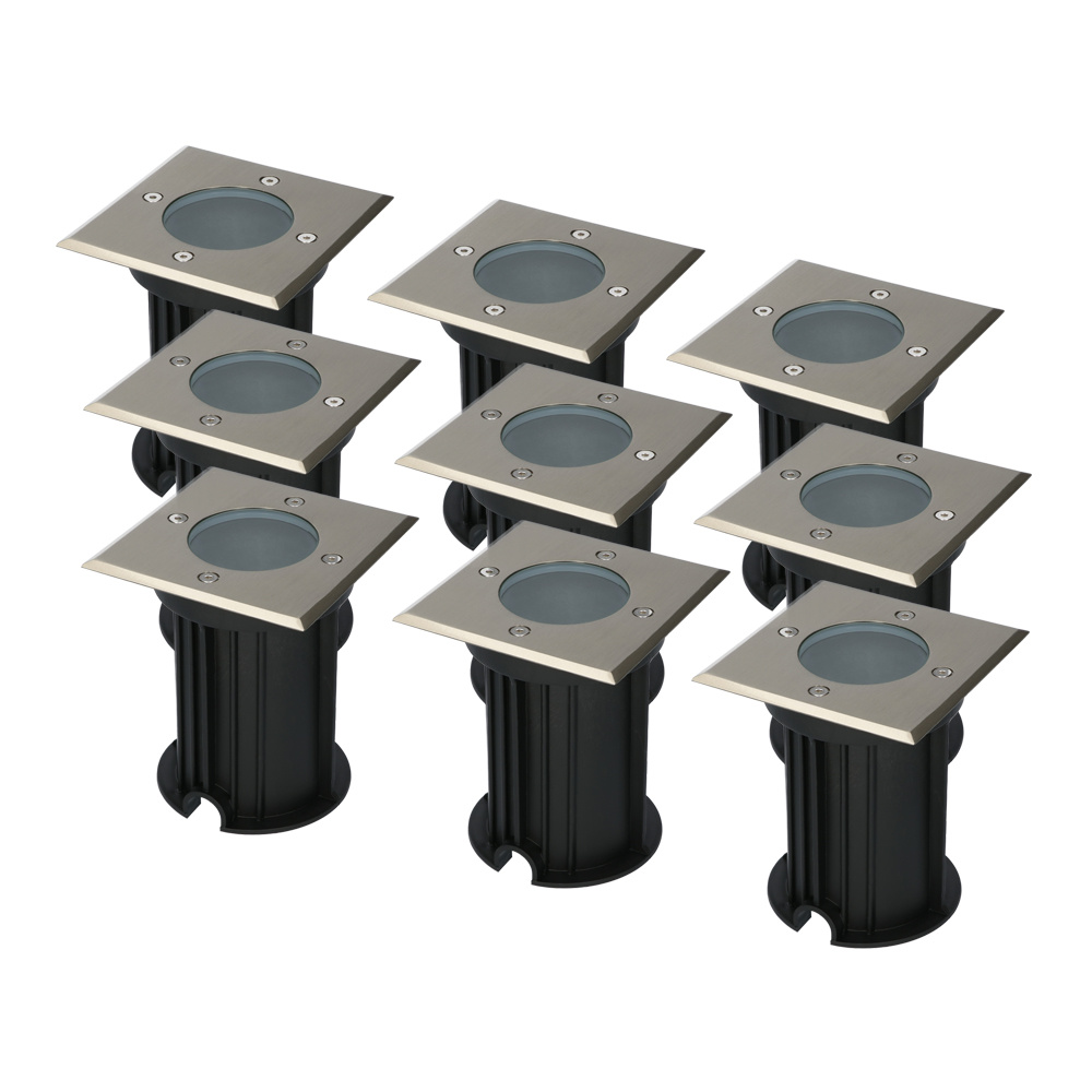 9x Ramsay LED Grondspots - vierkant - Dimbaar - GU10 - IP67 - RVS - Excl. Lichtbron