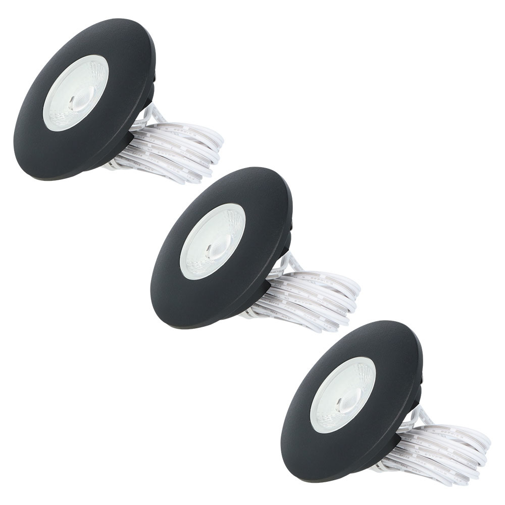 3x Pavo LED Inbouwspots Plat - 3W 300 Lumen - 2700K - Zwart