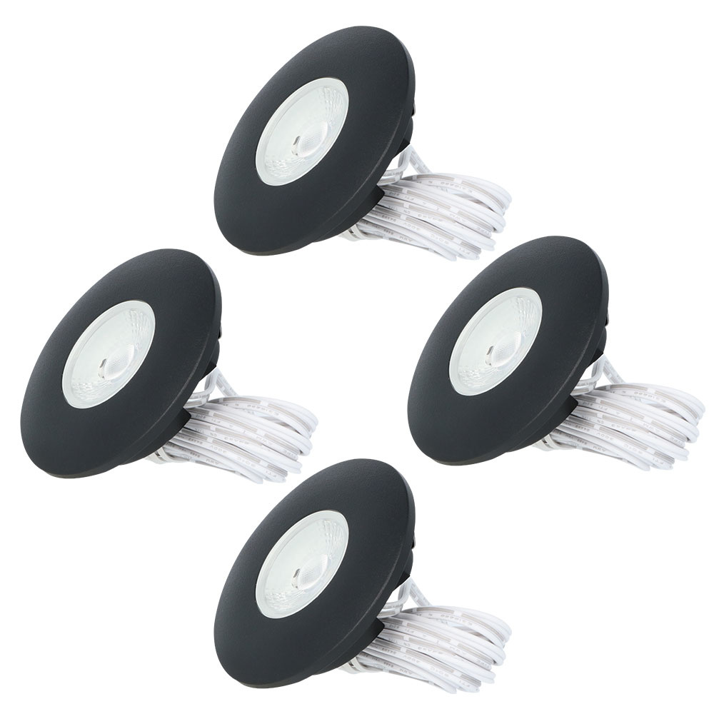 4x Pavo LED Inbouwspots Plat - 3W 300 Lumen - 2700K - Zwart