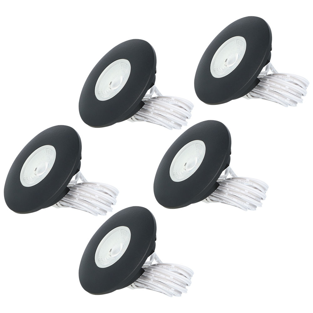 5x Pavo LED Inbouwspots Plat - 3W 300 Lumen - 2700K - Zwart