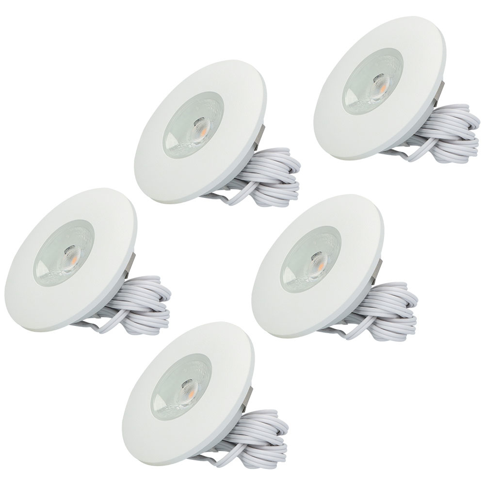 5x Pavo LED Inbouwspots Plat - 3W 300 Lumen - 2700K - Wit