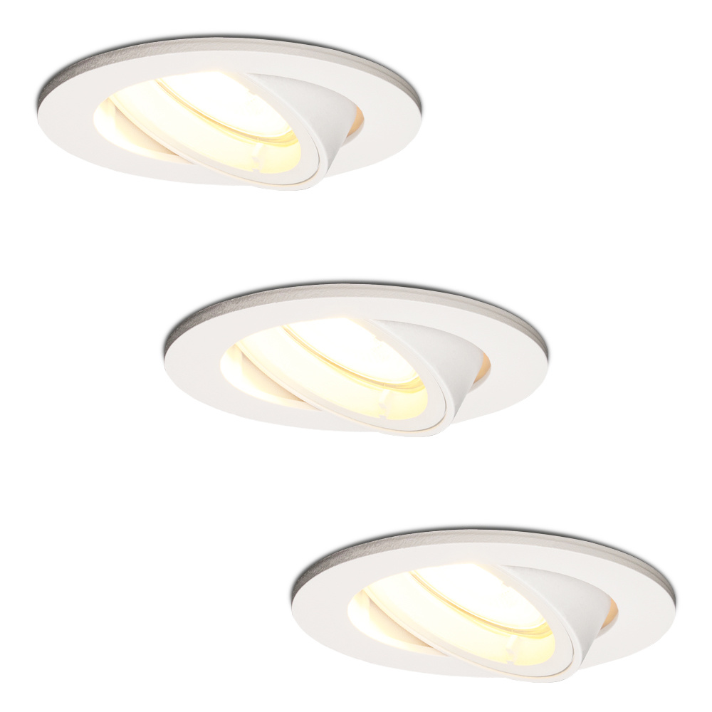 3x Dublin LED Inbouwspots - 4W 345lm - Kantelbaar - 2700K - IP20 - Wit