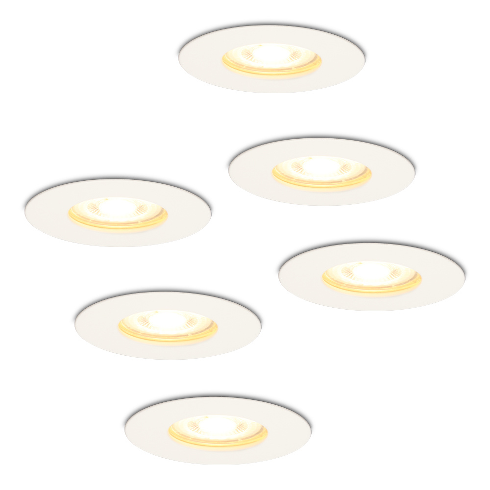 6x Bari LED Inbouwspots - 4,5W 345lm - 2700K - GU10 - Dimbaar - Rond - IP65 - Wit