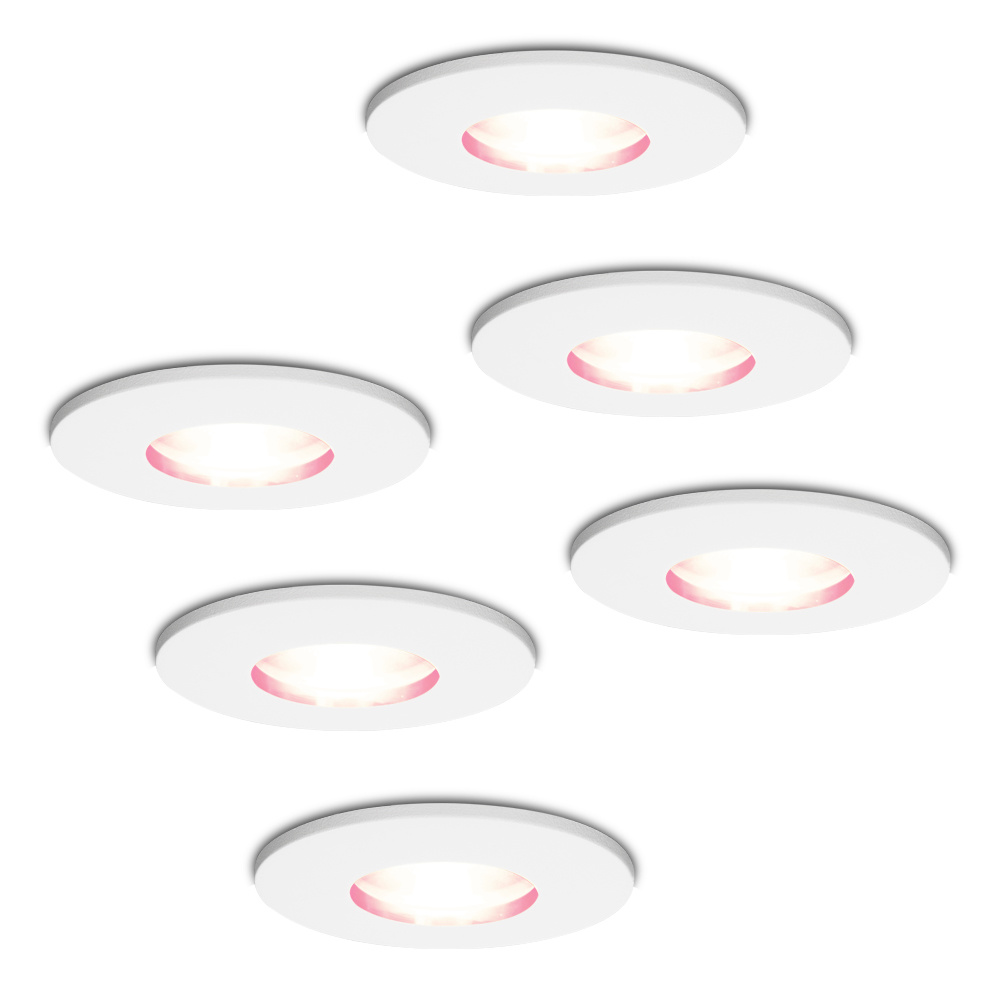 6x Barcelona Smart Inbouwspots - Wifi + Ble - RGBWW - GU10 - Wit