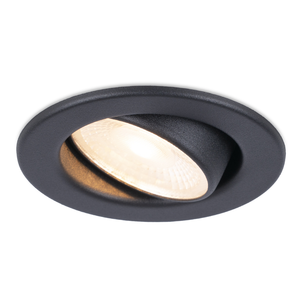 Malta LED Inbouwspot Rond - Dimbaar - Kantelbaar - 5W 400lm - 2700K - IP44 - Zwart