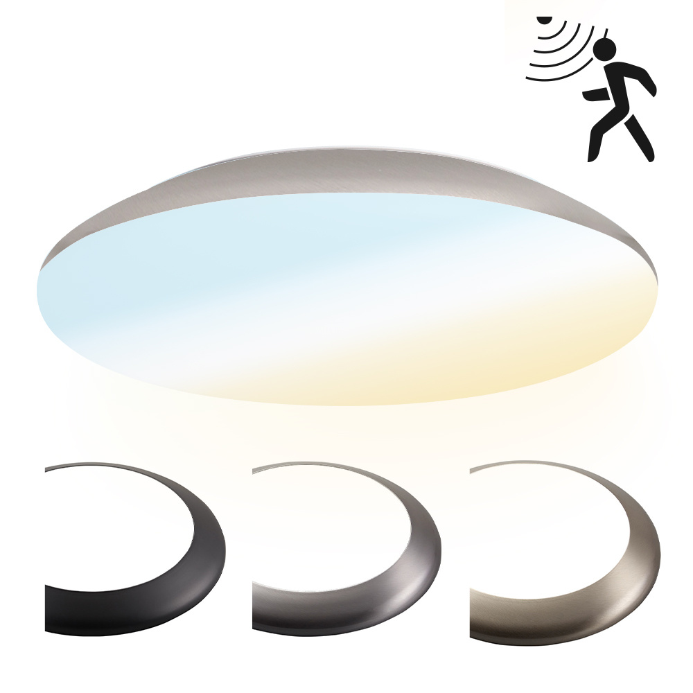 LED Bulkhead - Ø38cm - Bewegingssensor - 25W - 2600lm - CCT - IP65 - IK10 - Chroom