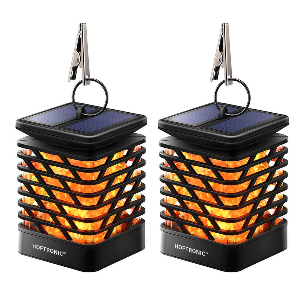 2x Solar Tuinlantaarn Amelia - Met sfeervol vlam effect - IP65 - 3000K