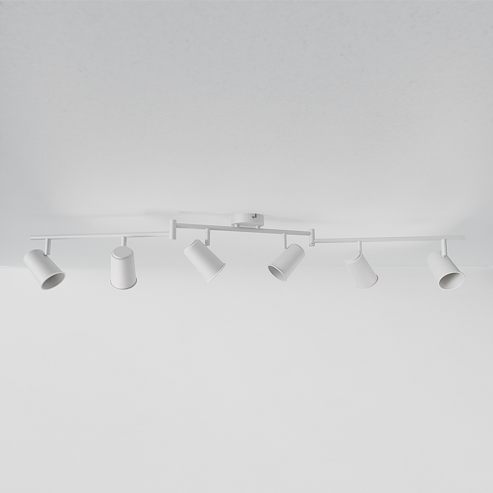 Riga LED Plafondlamp - 6 spots - Kantelbaar - GU10 - IP20 - Wit