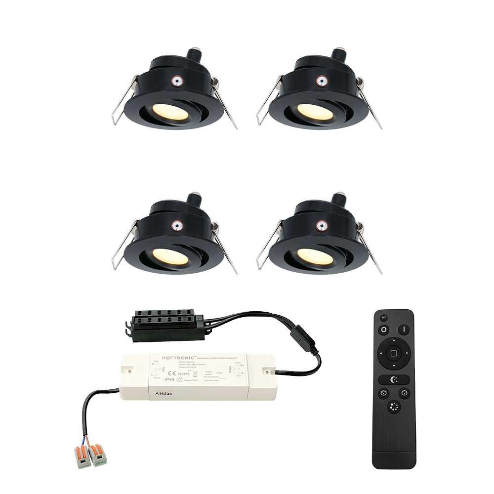 4x Sienna Mini 12V LED Inbouwspots - 3W 200lm - Kantelbaar - 2700K - IP44