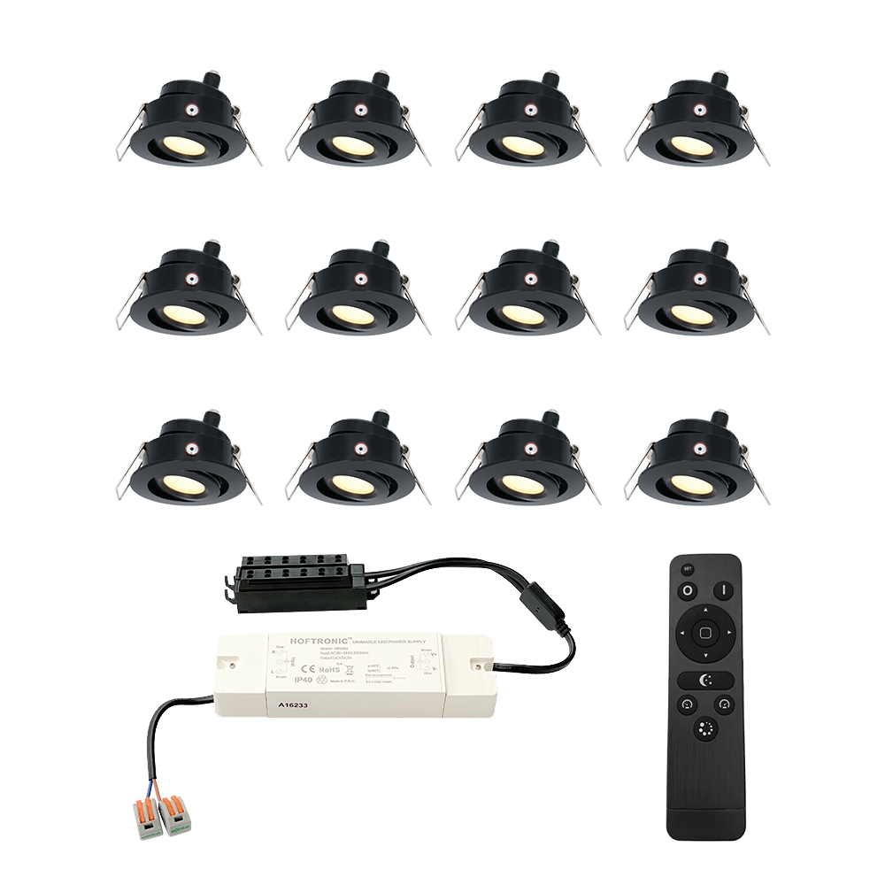 12x Sienna Mini 12V LED Inbouwspots - 3W 200lm - Kantelbaar - 2700K - IP44