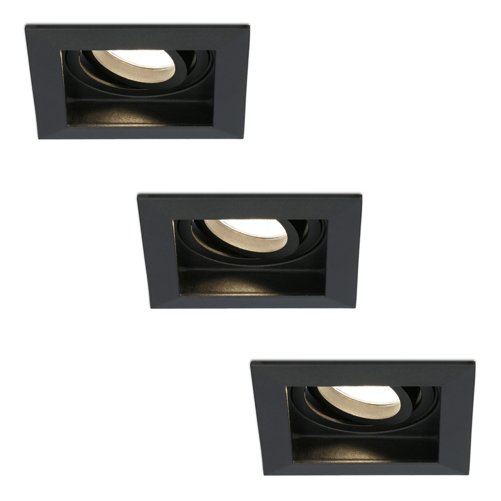 3x Durham LED Inbouwspots - 4W 345lm - 2700K - Kantelbaar - Zwart