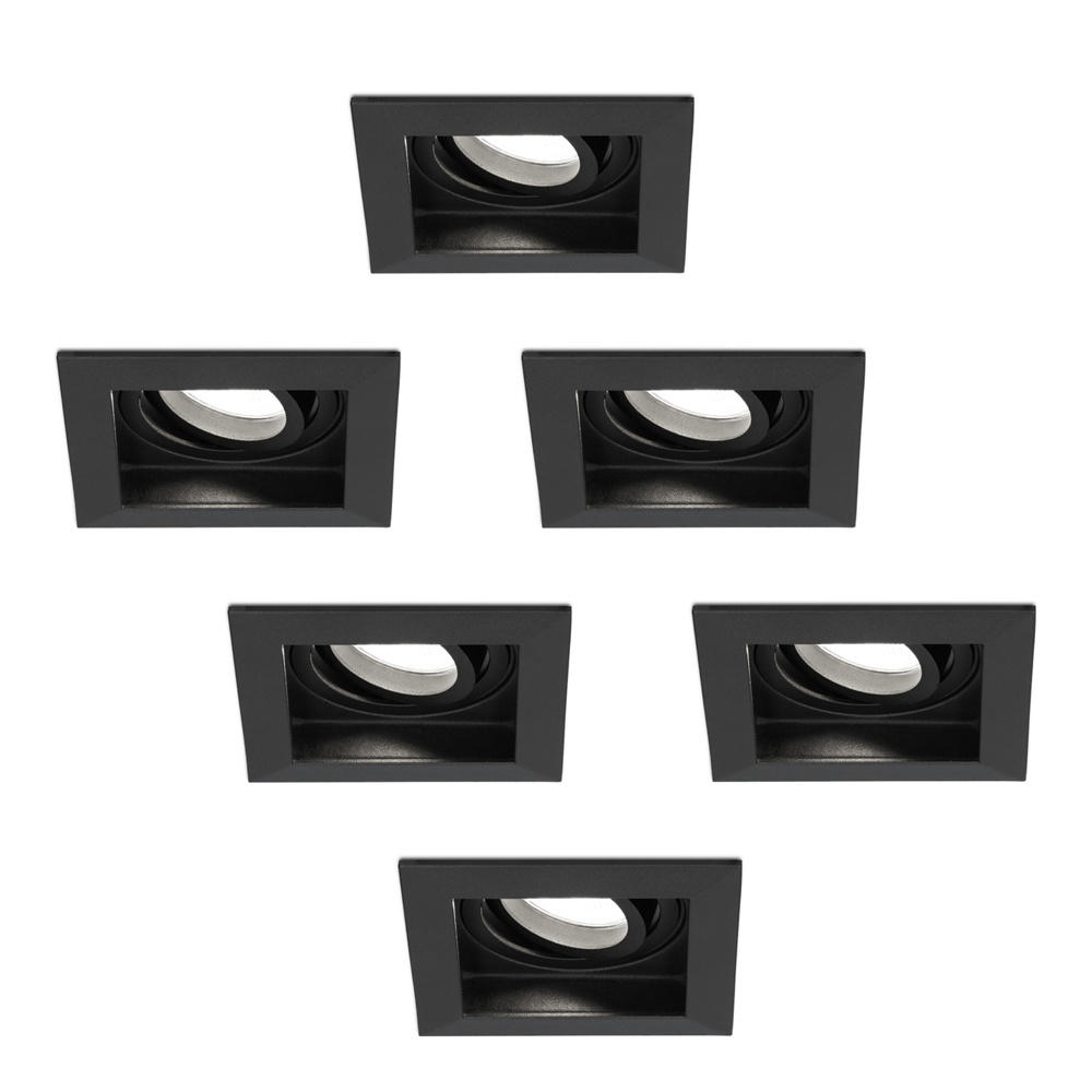 6x Durham LED Inbouwspots - 4W 345lm - 6500K - Kantelbaar - Zwart