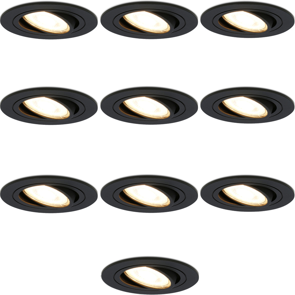10x Miro LED Einbaustrahler - 4W 345lm - 2700K - Dimmbar Schwenkbar - Schwarz