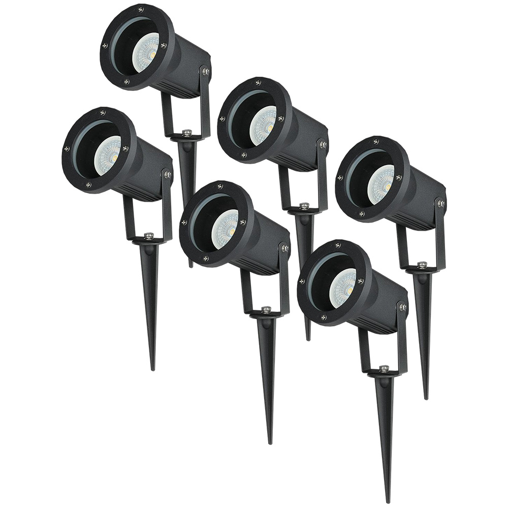6x LED Prikspots - 4W 345lm - Kantelbaar - 4000K - IP65 - Zwart