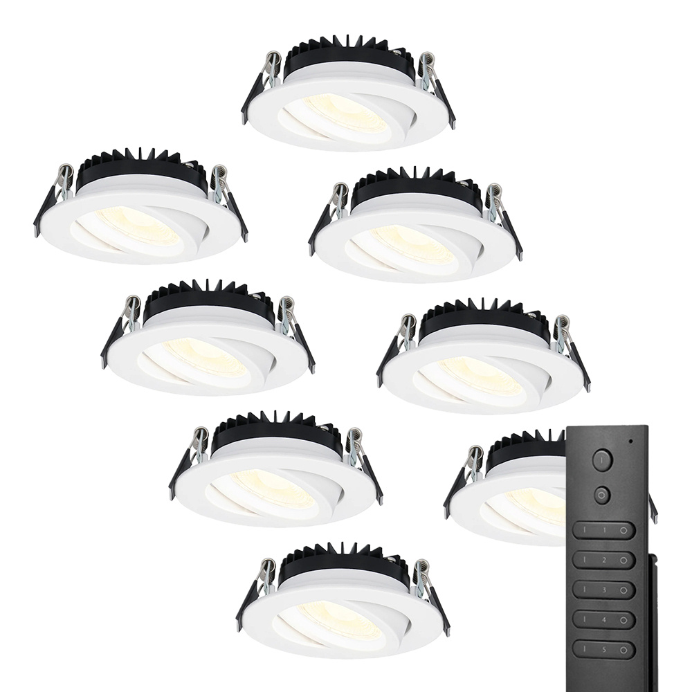 8x Rome LED inbouwspots - 6W 500lm - Kantelbaar - Dimbaar - 2700K - IP44