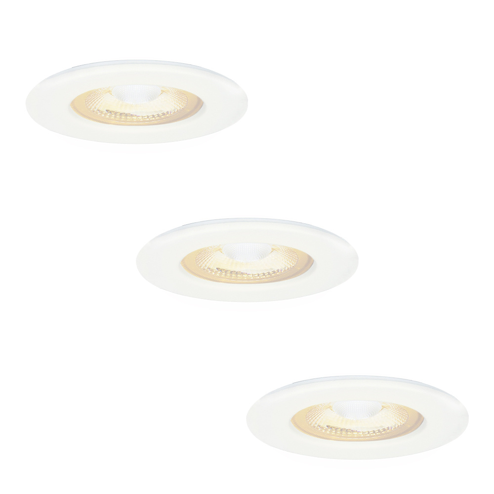 3x Nola LED Inbouwspots - 5W 480lm - 2700K - IP65 - Wit - Lage inbouw