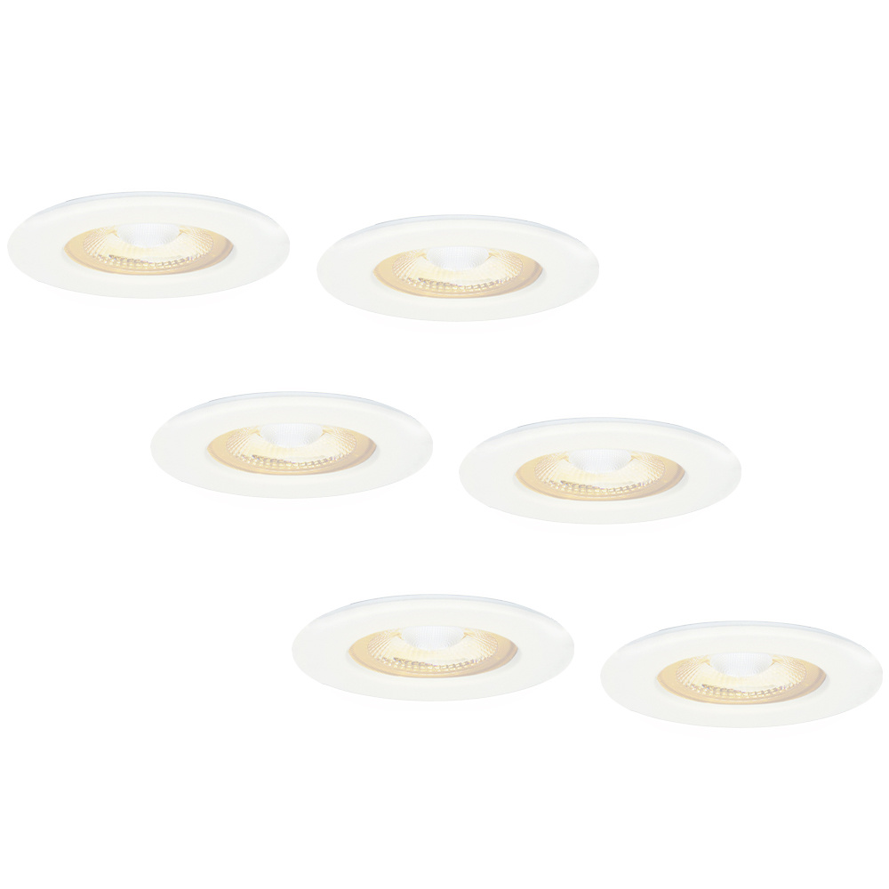 6x Nola LED Inbouwspots - 5W 480lm - 2700K - IP65 - Wit - Lage inbouw
