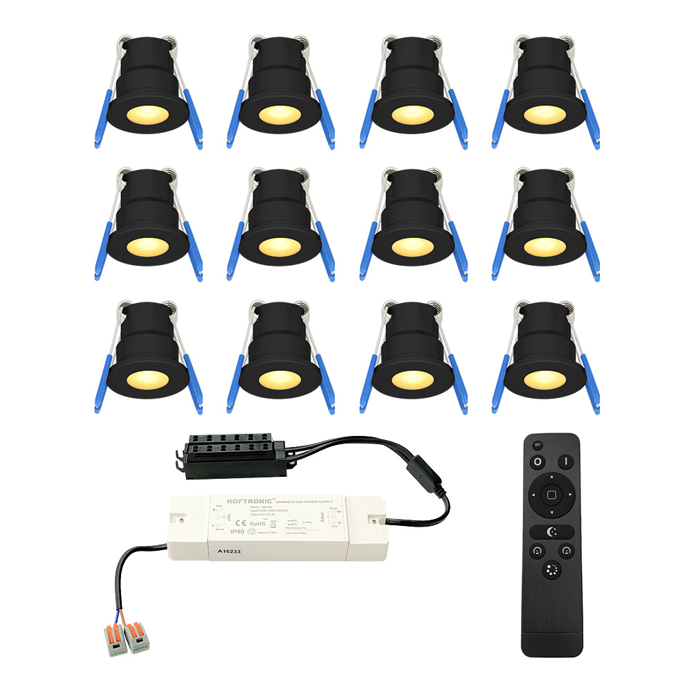 12x Milano 12V LED Mini Inbouwspots - 3W 200lm - Dimbaar - 2700K - IP65
