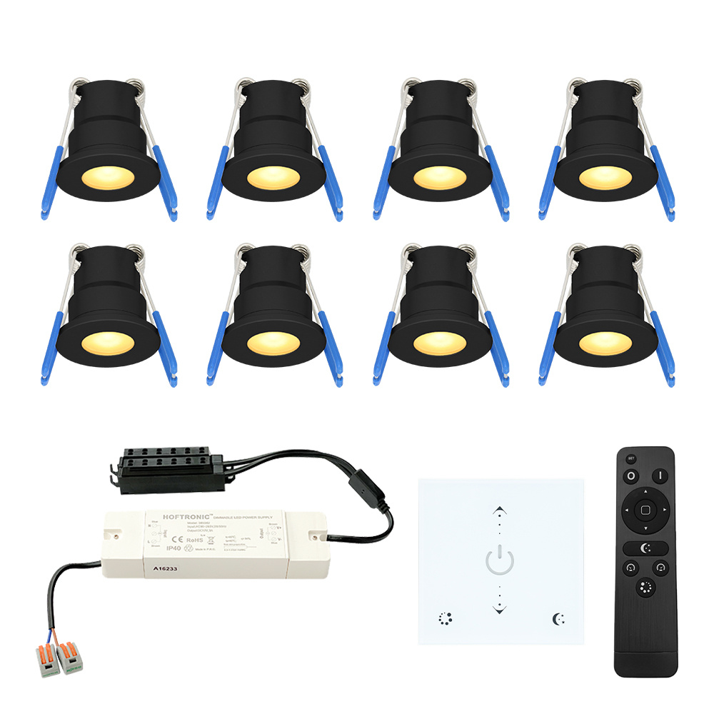8x Milano Mini 12V LED Inbouwspots - Muurdimmer - 3W 200lm - 2700K - IP65