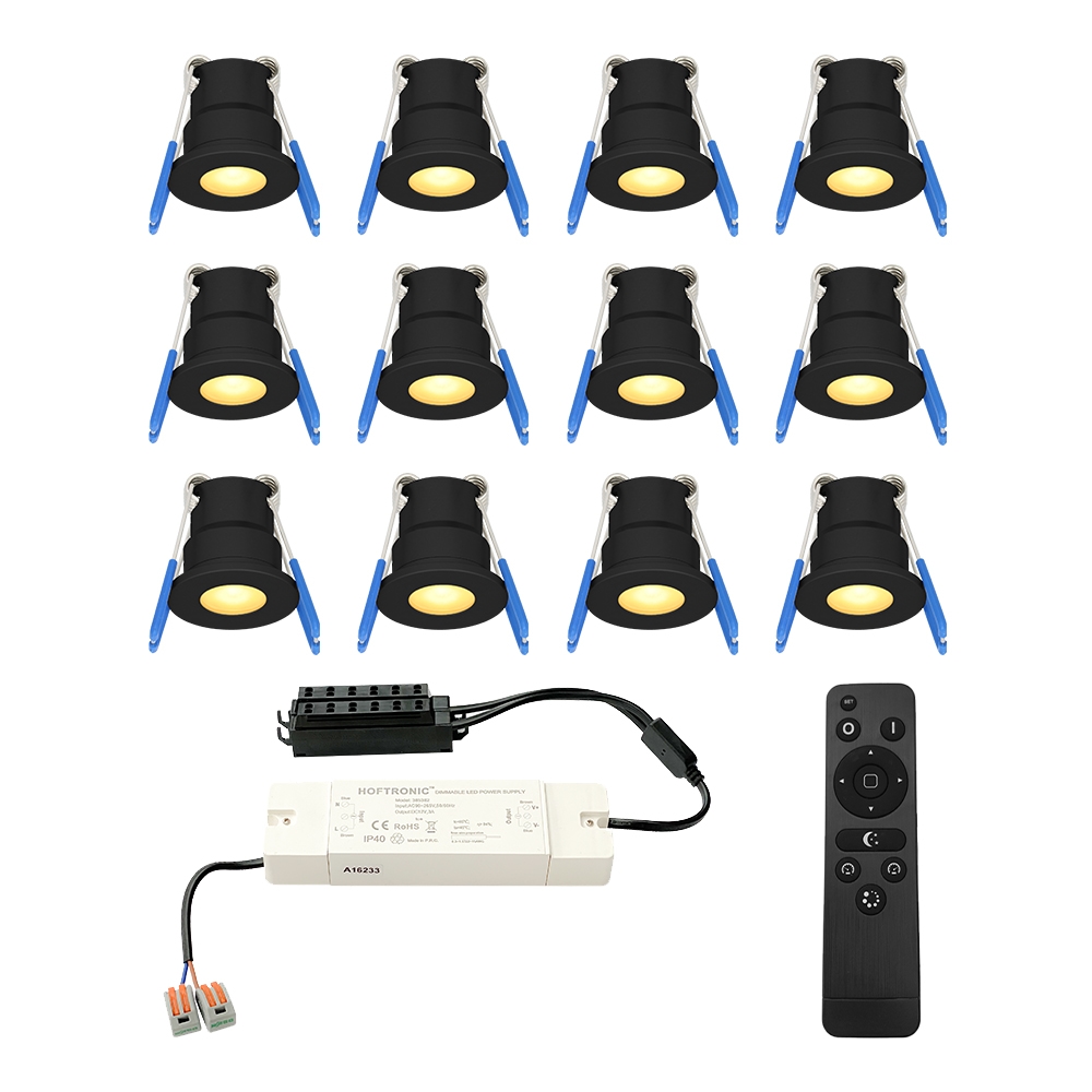 Set van 12 12V 3W - Mini LED Inbouwspot - Dimbaar - Verzonken - IP65 - 2700K