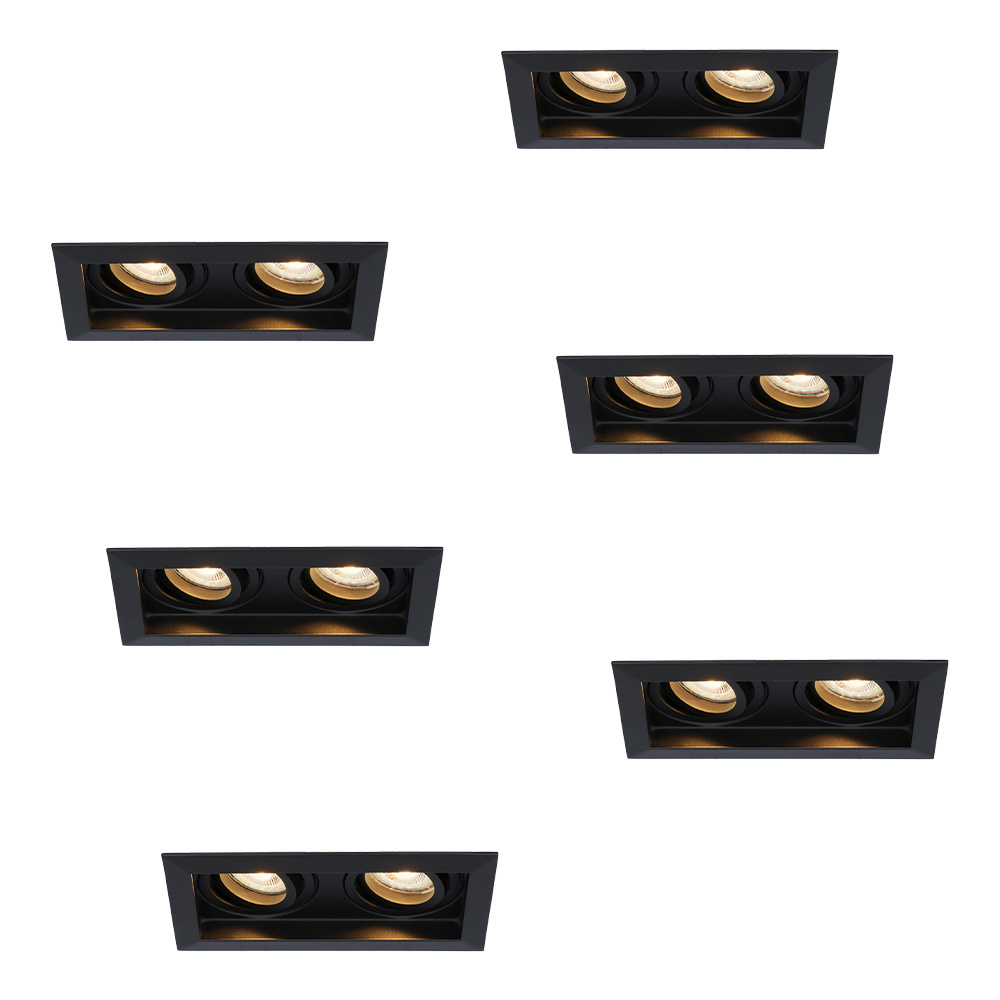 6x Durham LED Dubbele inbouwspots - 8W 690lm - 2700K - GU10 - Dimbaar Kantelbaar
