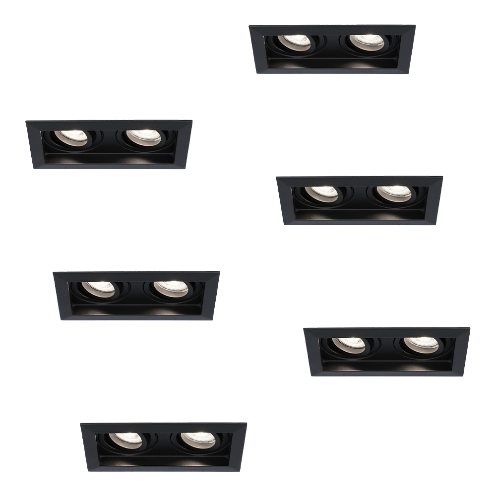 6x Durham LED Dubbele inbouwspots - 8W 690lm - 6500K - GU10 - Dimbaar Kantelbaar