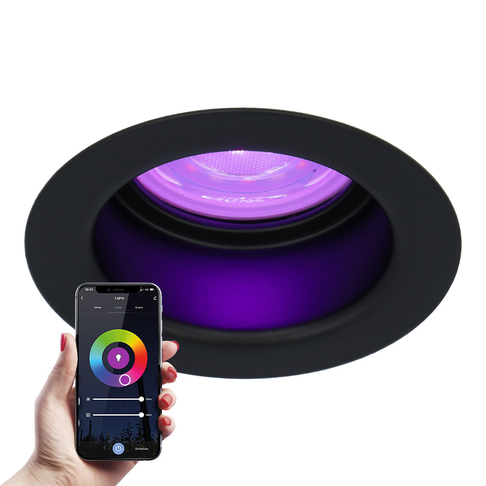 Mari Smart Inbouwspot - 5,5W 345 Lumen - Wifi + Ble - RGBWW - GU10 - Zwart