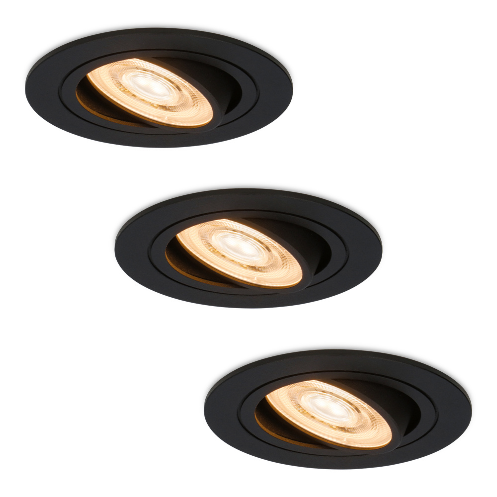 3x Miro LED Inbouwspots Plat - GU10 6W 570lm - 2700K - IP20 - Kantelbaar