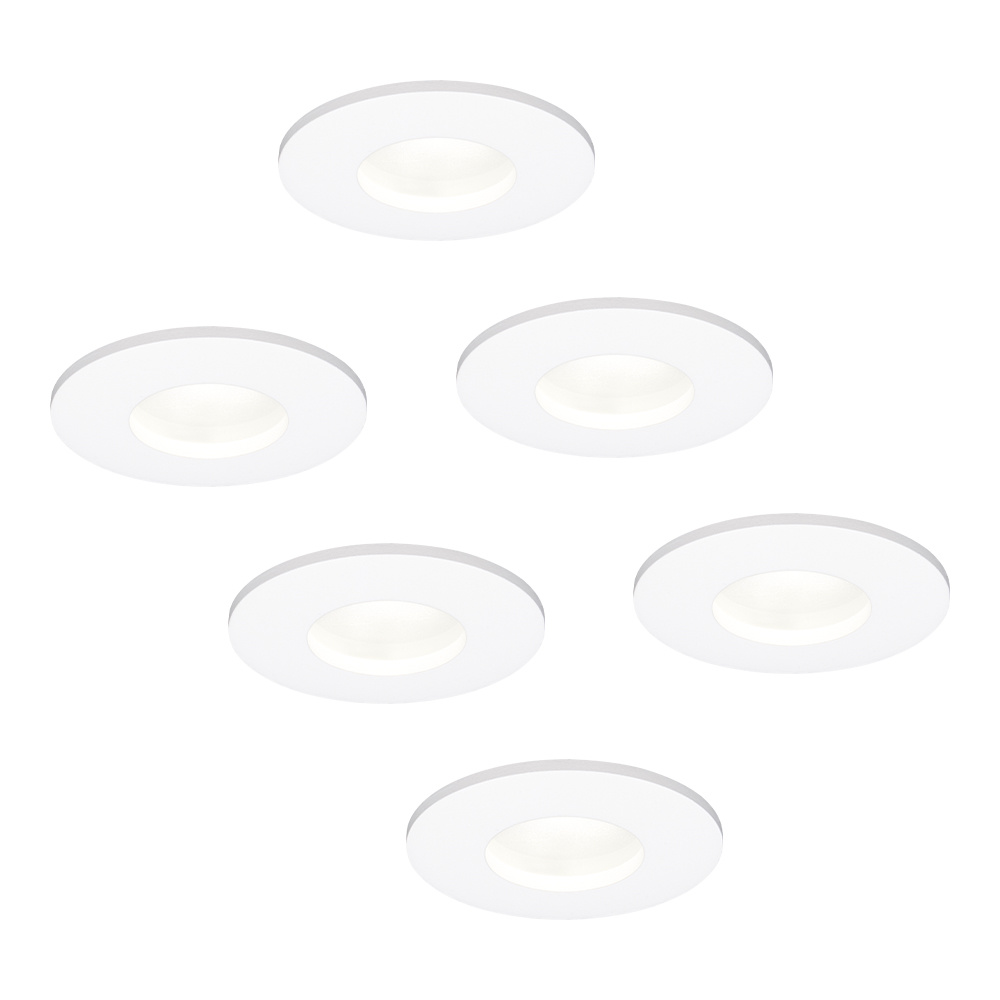6x Barcelona LED Inbouwspots Plat - 3,8W 270 Lumen - 60mm - 6000K - IP44 - Wit