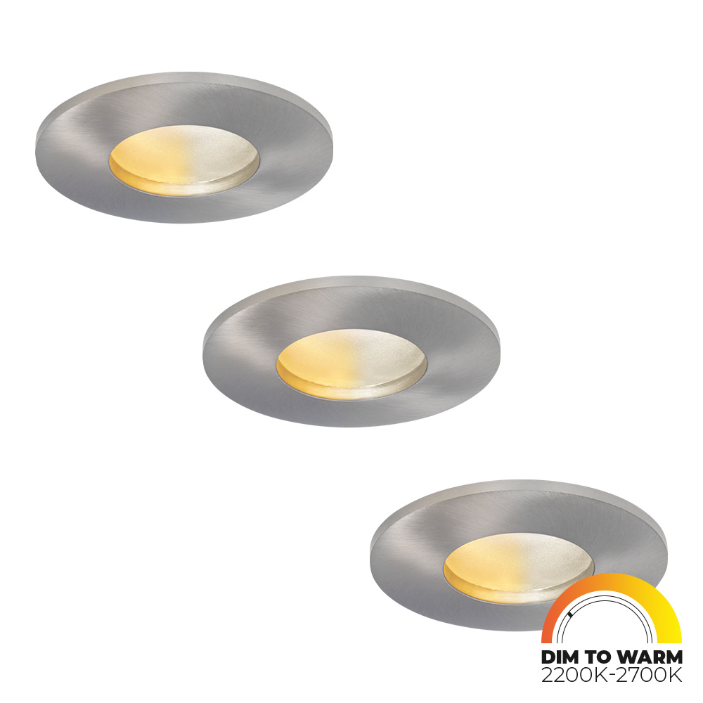 3x Vegas LED Inbouwspots Plat - 3,8W 220lm - 60mm - Dim to warm - IP44 - RVS