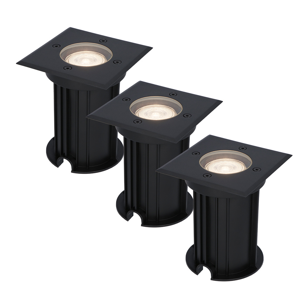 3x Ramsay LED Grondspots - Dimbaar - GU10 - 4W 345lm - 4000K - Zwart - IP67
