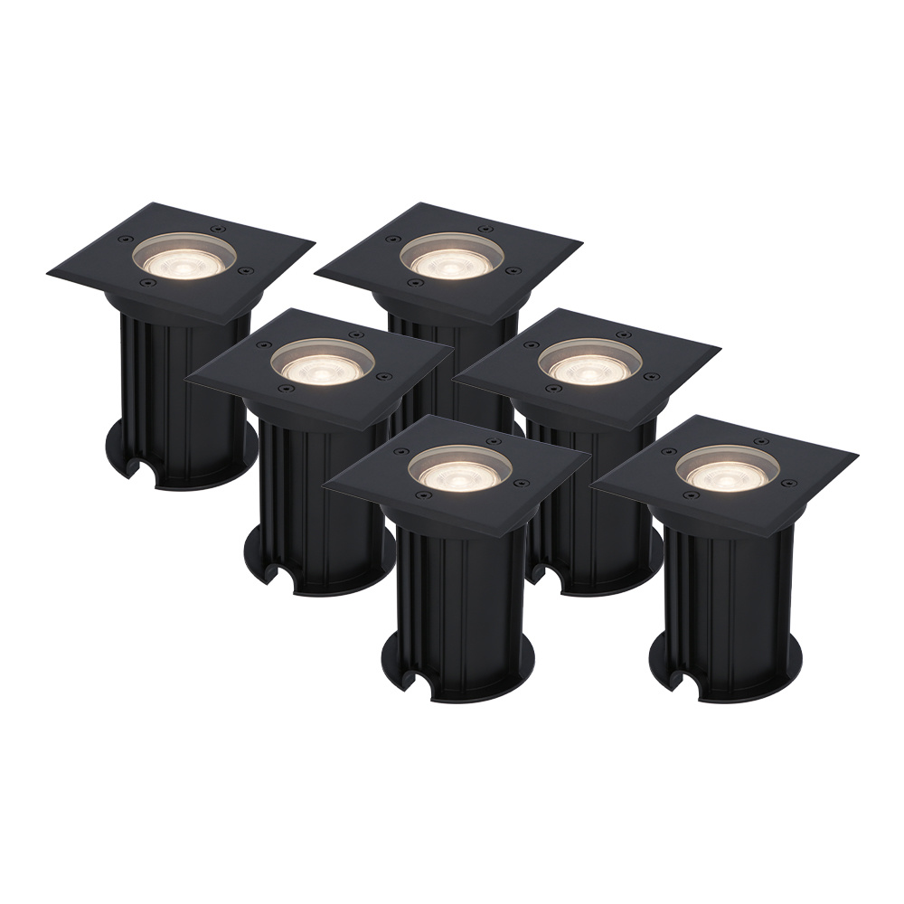 6x Ramsay LED Grondspots - Dimbaar - GU10 - 4W 345lm - 4000K - Zwart - IP67