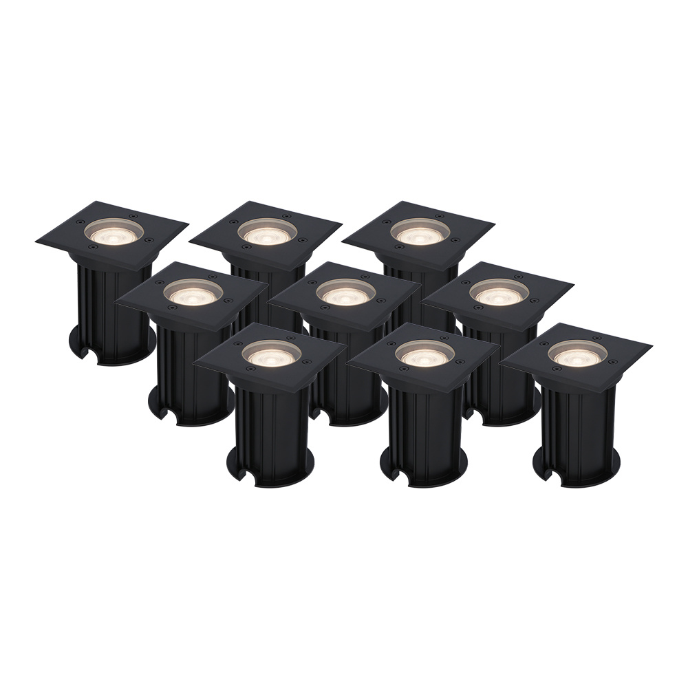 9x Ramsay LED Grondspots - Dimbaar - GU10 - 4W 345lm - 4000K - Zwart - IP67