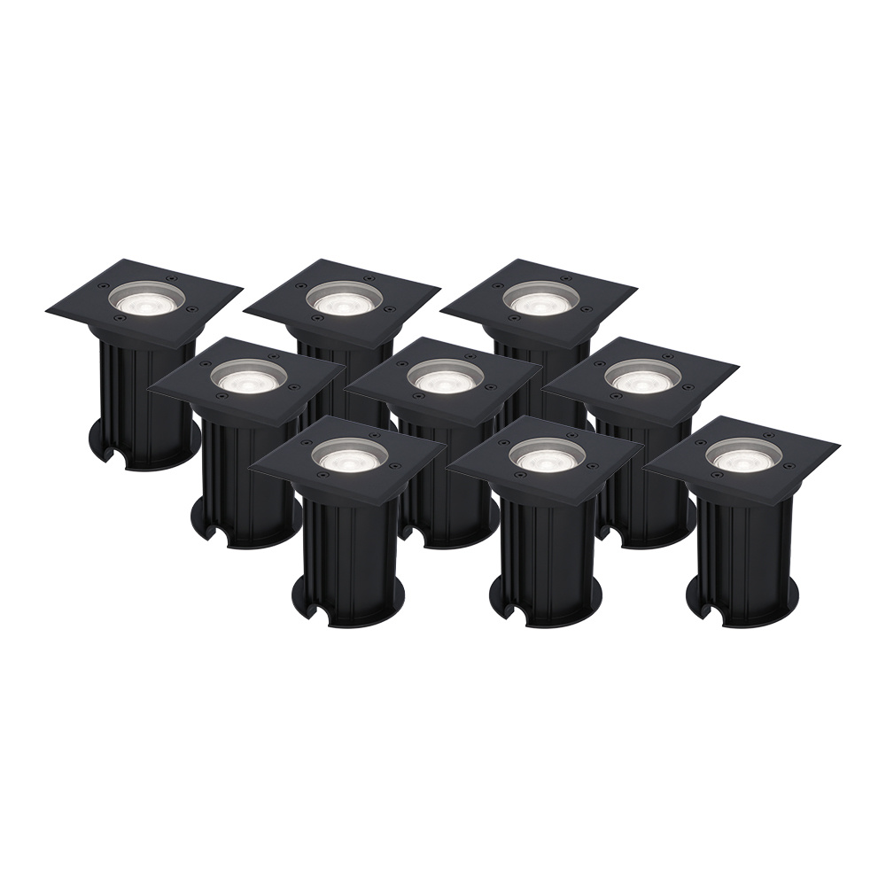 9x Ramsay LED Grondspots - Dimbaar - GU10 - 4W 345lm - 6500K - Zwart - IP67