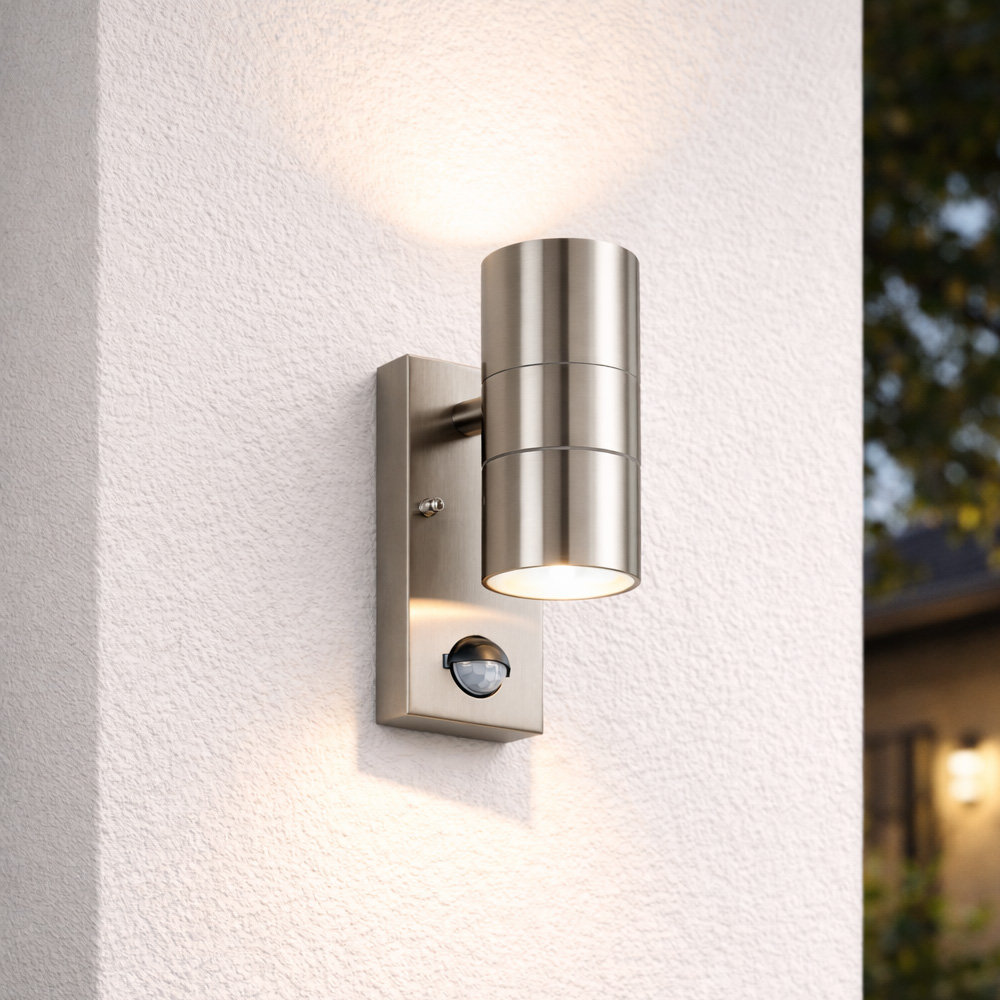 Jasmin LED Wandlamp - Up & Downlight - Sensor - 2700K - 4W 345lm - IP44 - RVS