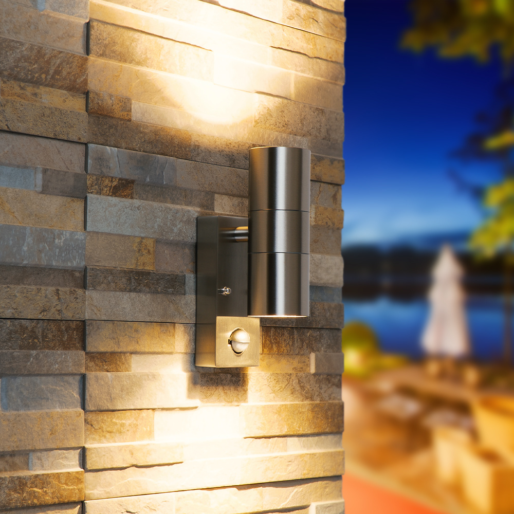 6x Jasmin LED Wandlampen - Sensor - 2700K - 8W 690lm - IP44 - RVS