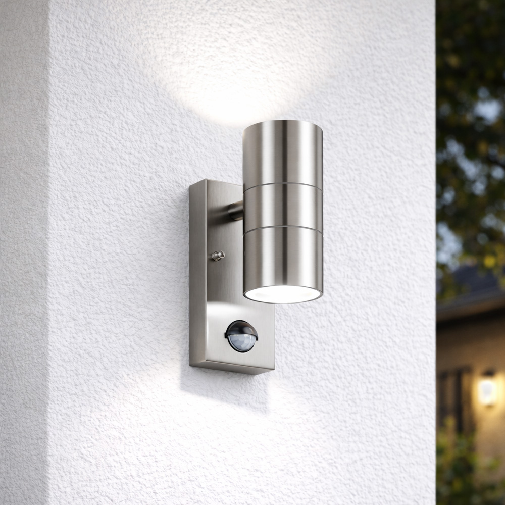 Jasmin LED Wandlamp - Up & Downlight - Sensor - 4000K - 8W 690lm - IP44 - RVS