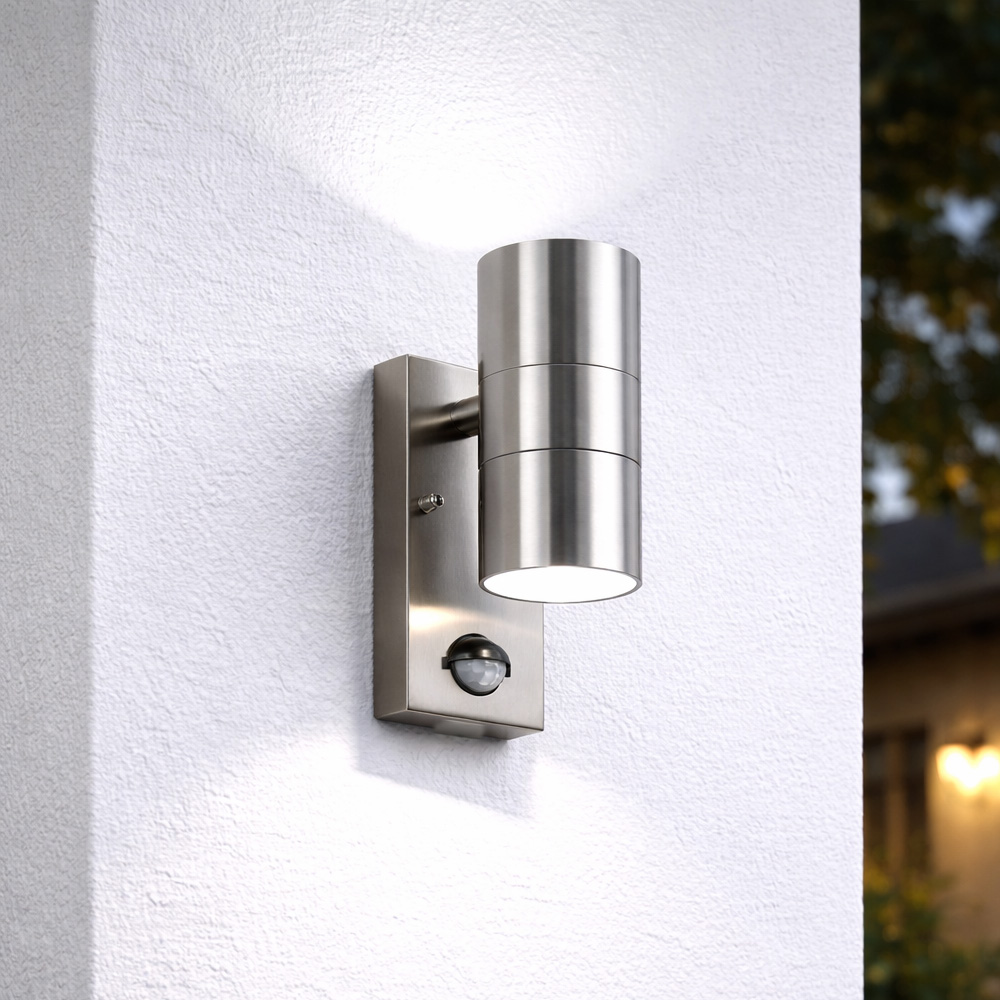 Jasmin LED Wandlamp - Up & Downlight - Sensor - 6500K - 8W 690lm - IP44 - RVS