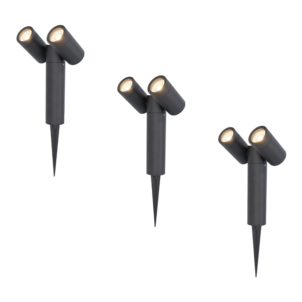 3x Pinero Dubbel LED Prikspots - Kantelbaar Dimbaar - 8W 690lm - 4000K - IP65