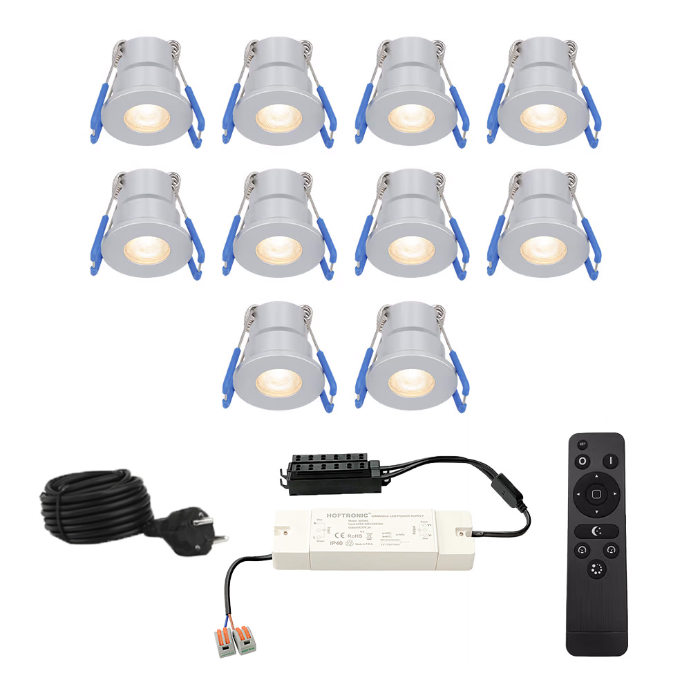 10x Milano recessed downlights 12V - IP65 - 2700K - 3W 200lm - stainless steel