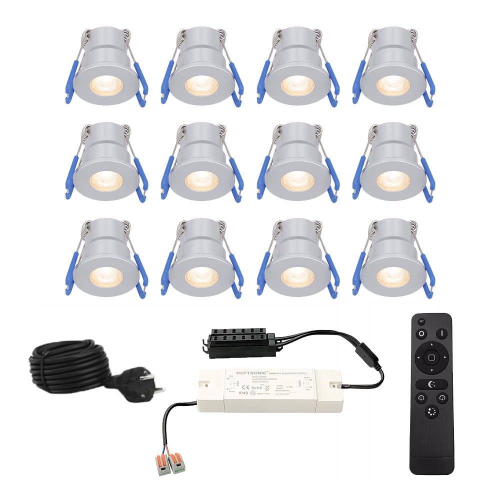 12x Milano recessed downlights 12V - IP65 - 2700K - 3W 200lm - stainless steel