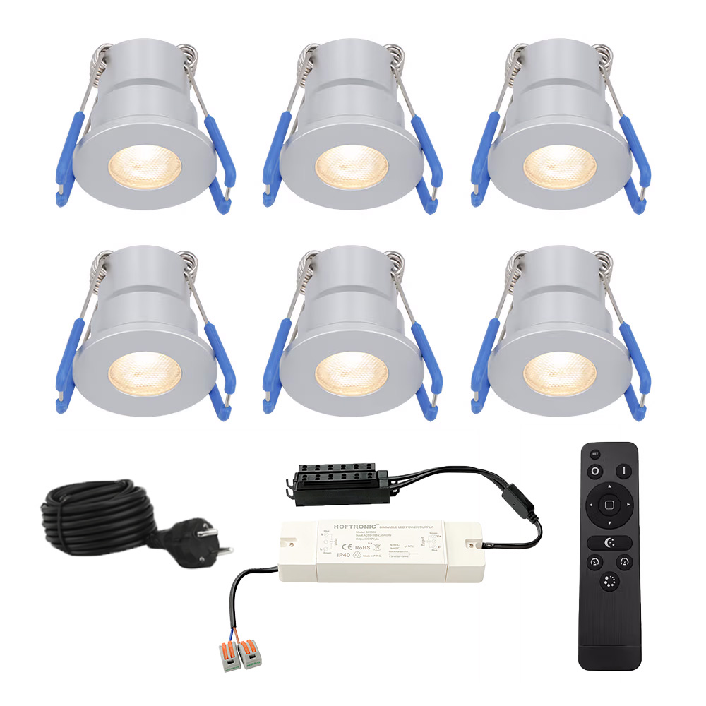6x Milano 12V LED Mini Spotlights - 3W 200lm - 2700K - IP65 - Stainless steel