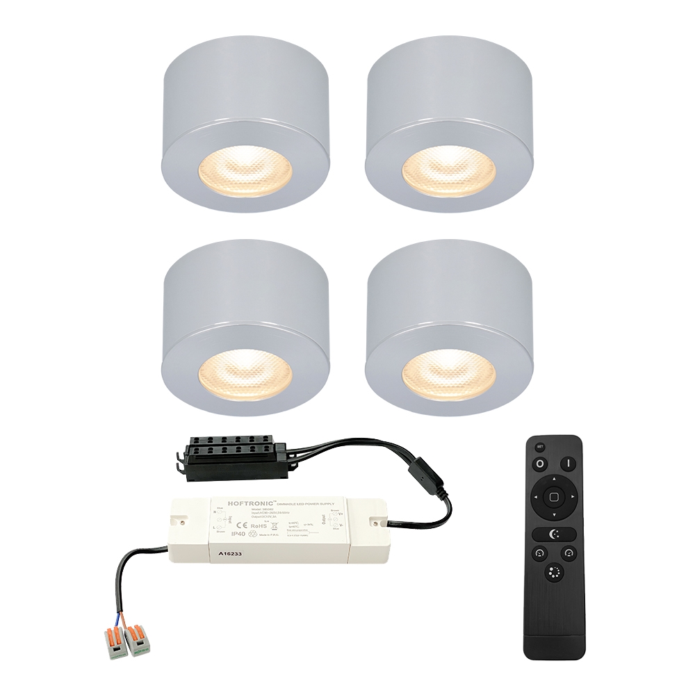 4x Navarra 12V Mini LED Opbouwspots - 3W 200lm - Dimbaar - 2700K - IP44