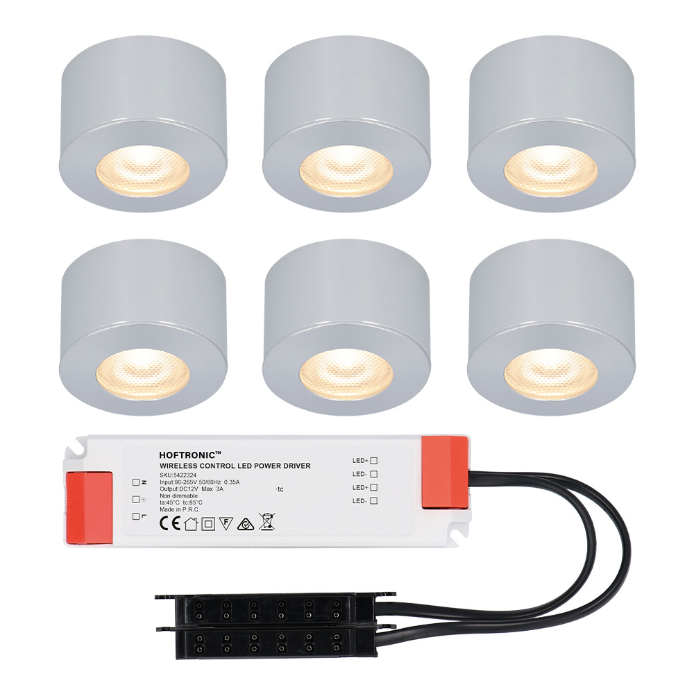 6x Navarra 12V Mini LED Opbouwspots - 3W 200lm - 2700K - IP44