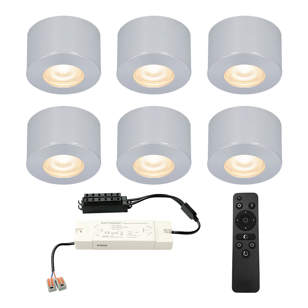 6x Navarra 12V Mini LED Opbouwspots - 3W 200lm - Dimbaar - 2700K - IP44