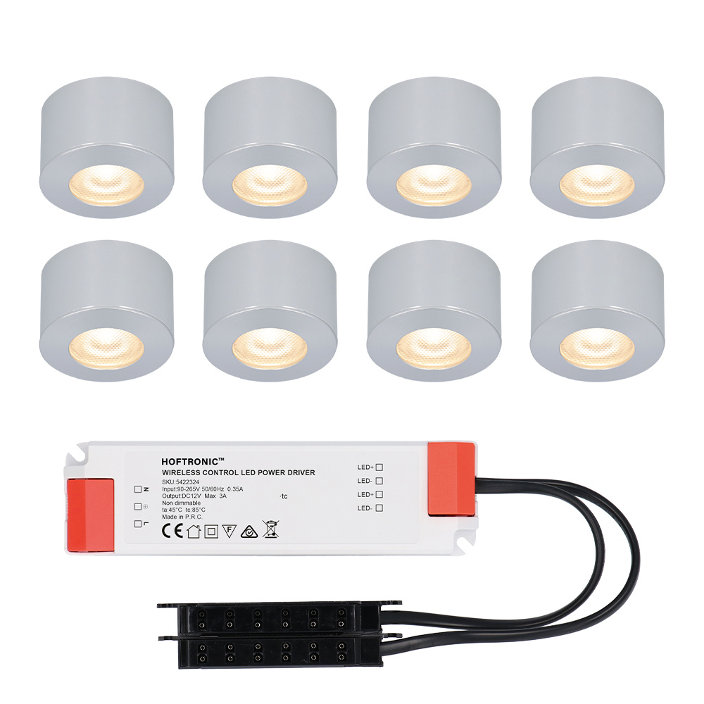 8x Navarra 12V Mini LED Opbouwspots - 3W 200lm - 2700K - IP44