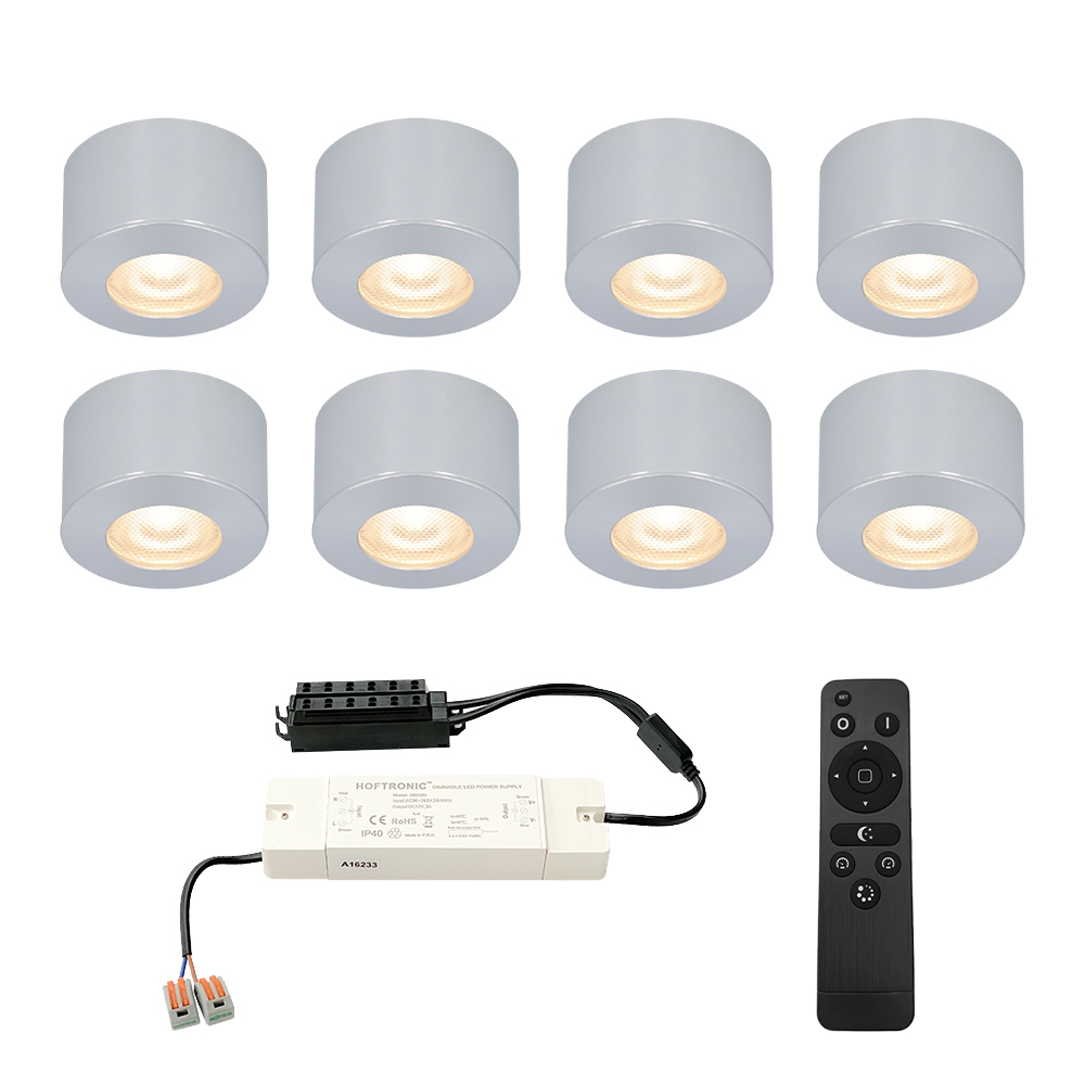 8x Navarra 12V Mini LED Opbouwspots - 3W 200lm - Dimbaar - 2700K - IP44