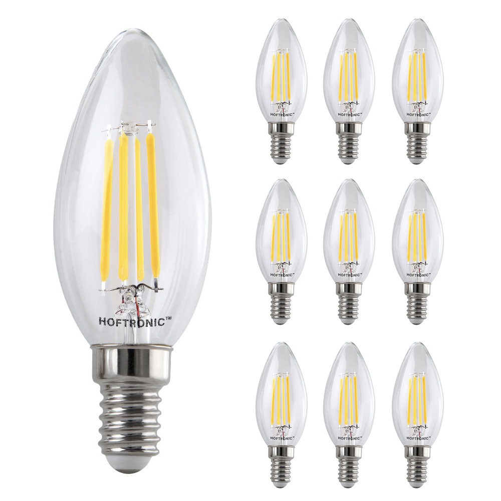 10x E14 LED Filamentlampe - 4W 470lm - 2700K - Ersetzt 40 Watt - C37