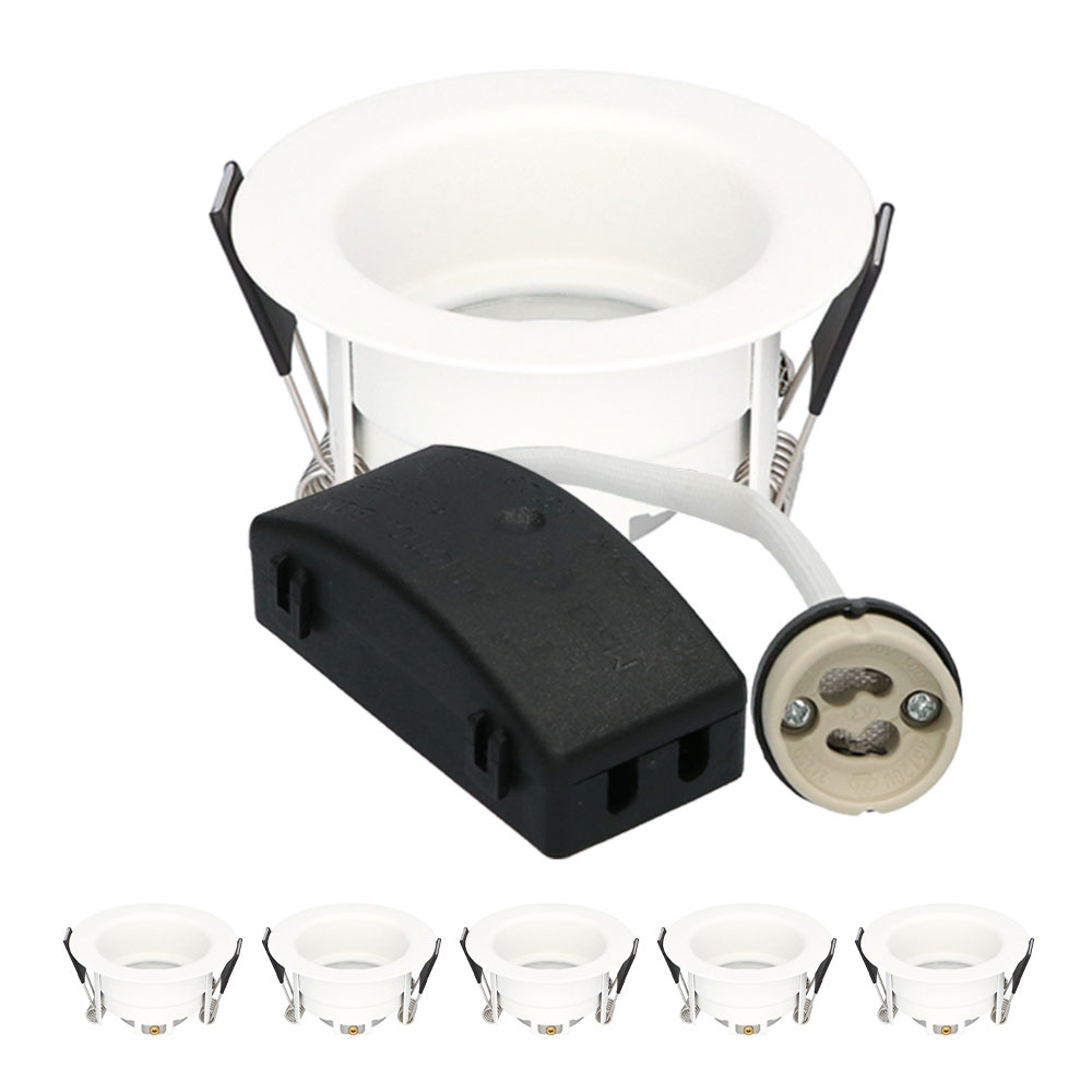 6x Rio LED Recessed Downlights - Fixture - GU10 fitting - IP65 - Round - White