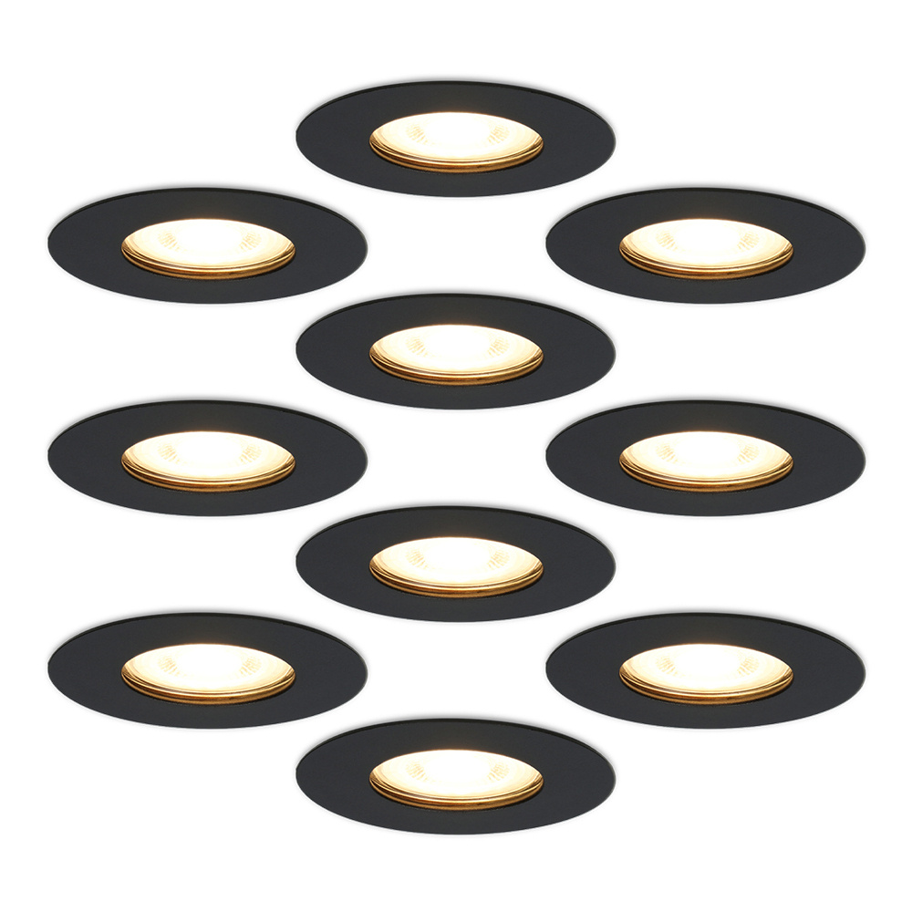 10x Bari recessed spots - 4W 345lm - 2700K - Dimmable - IP65 - Black